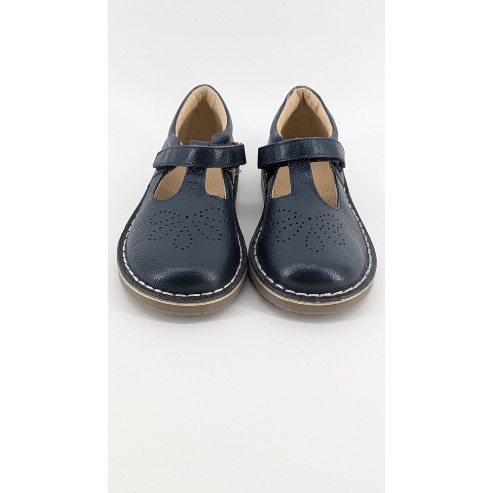 Mini Boden Navy Blue Leather T-Strap Mary Jane Shoes Butterfly Perforated EU 32